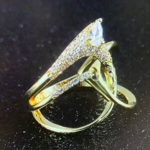 NEW Vintage Gold Diamond Cross Layer Ring